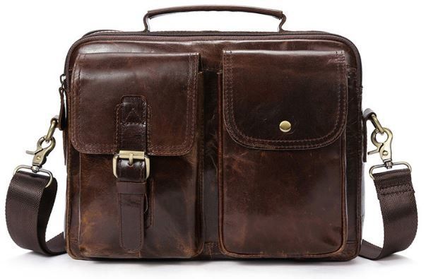 

Сумка мужская на плечо кожаная Vintage 14820 коричневая