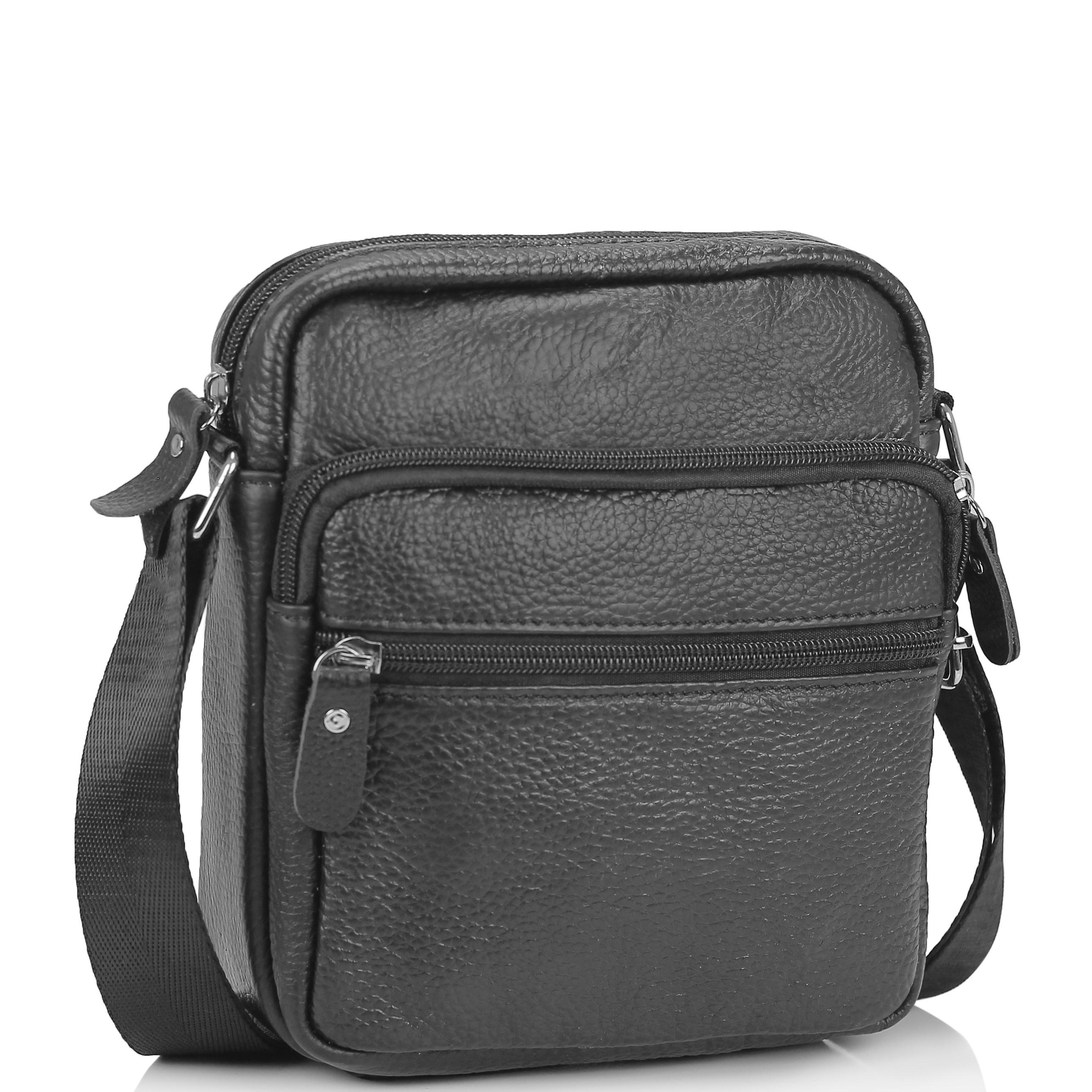 

Небольшая кожаная сумка через плечо черная Tiding Bag NM20-2610A