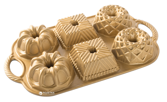 

Форма для выпечки Nordic ware Bundtlette gold 36х21.5х4 см для кексов