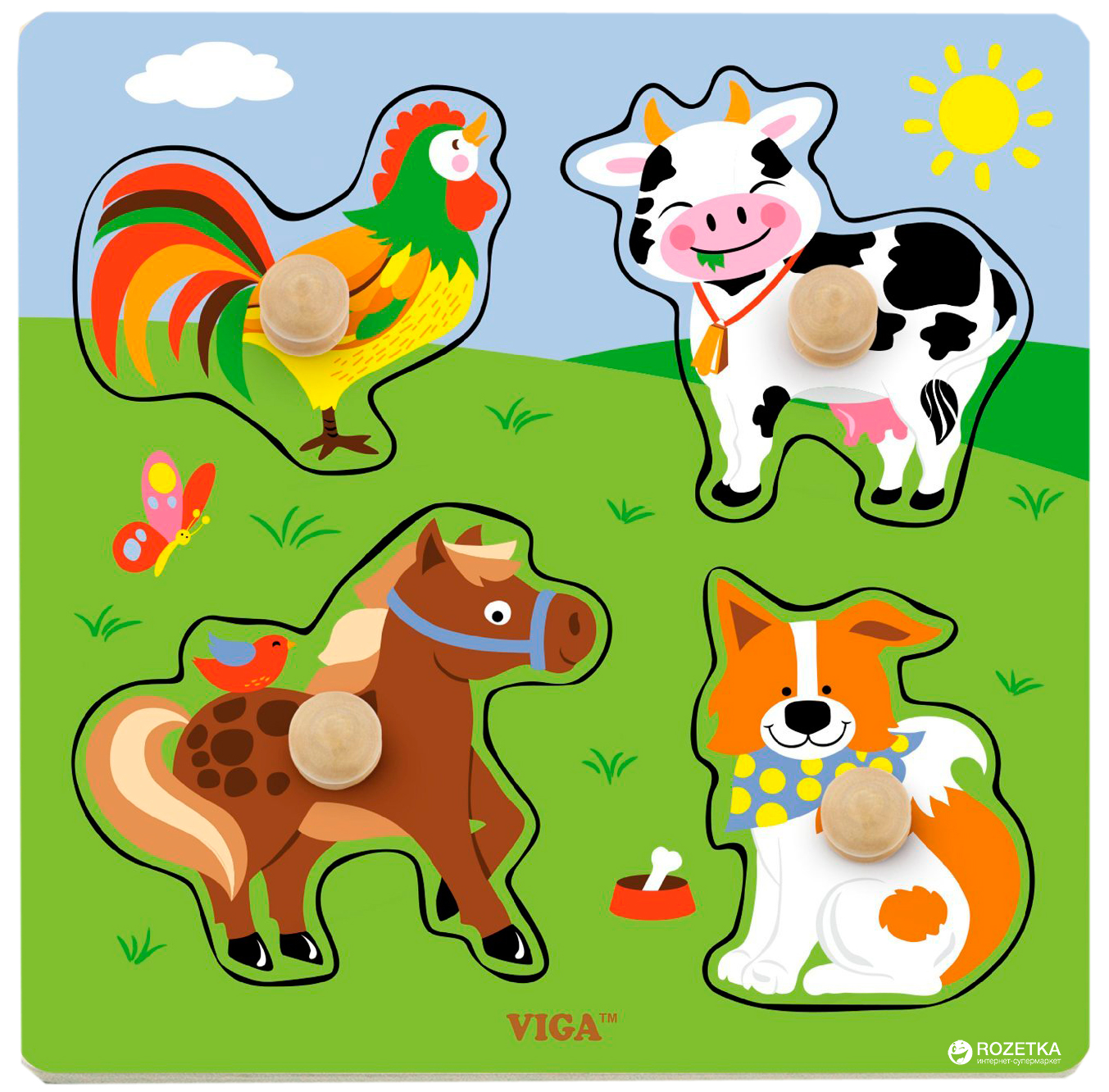 

Рамка-вкладыш Viga Toys "Ферма" (50839) (6934510508395)