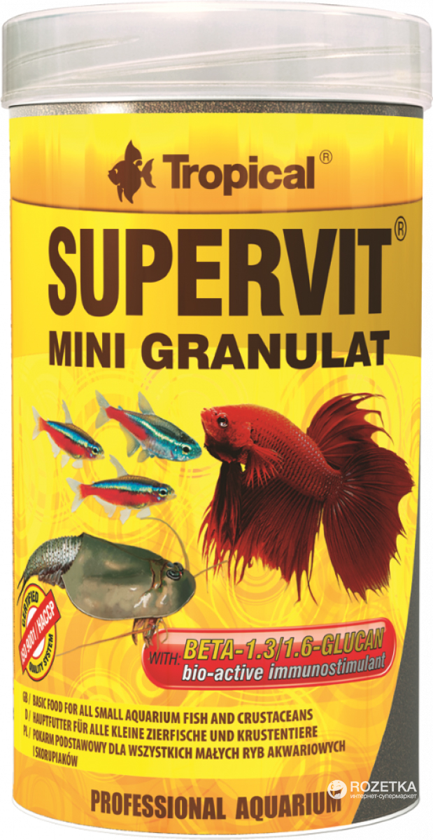Корм Tropical Supervit Mini Granulat для аквариумных рыб и ракообразных ...