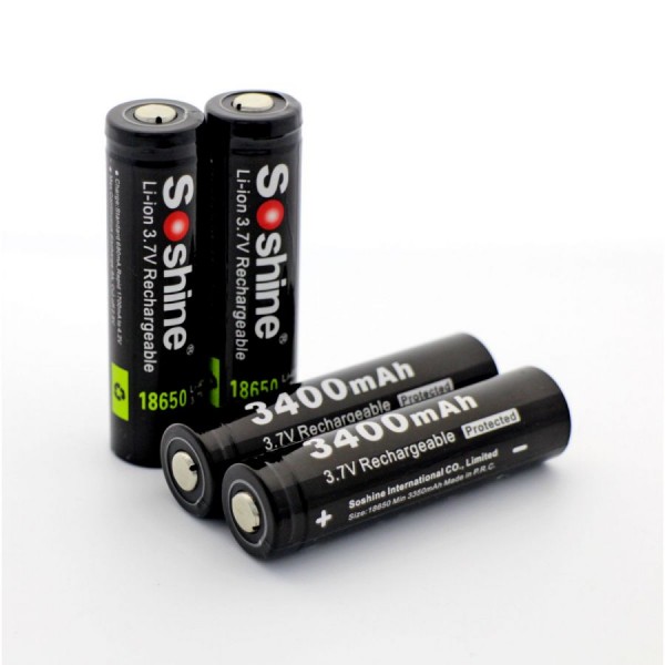 

Аккумулятор литиевый Li-Ion 18650 Soshine (Panasonic) 3.7V (3400mAh), защищенный