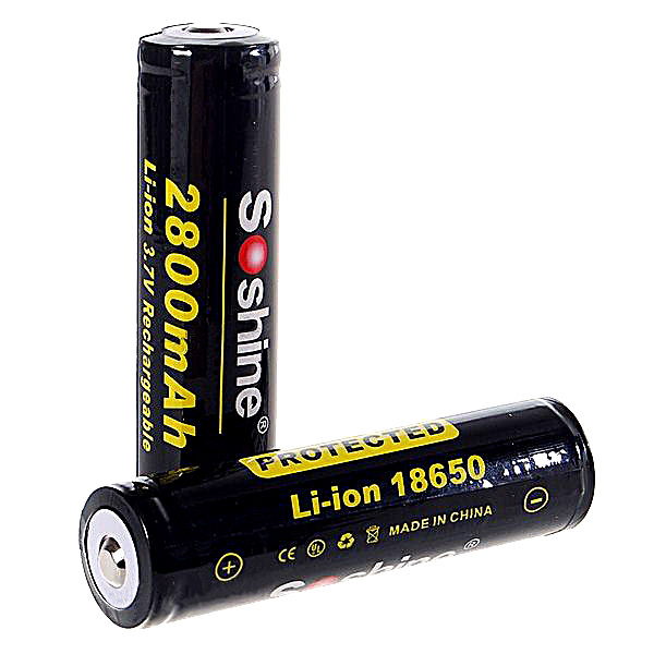 

Аккумулятор литиевый Li-Ion 18650 Soshine 3.7V (2800mAh), защищенный