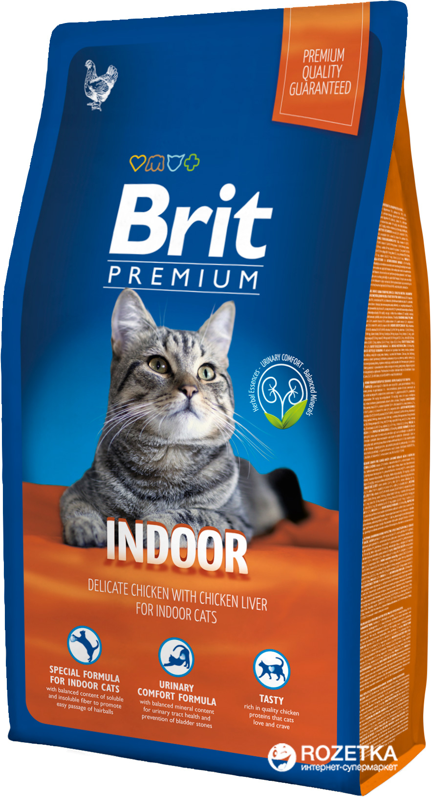 

Сухой корм для взрослых кошек с курицей Brit Premium Adult Indoor 8 кг