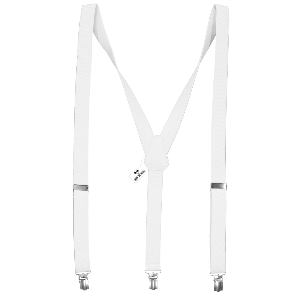 

Подтяжки Bow Tie House™ белые однотонные Y-shaped 2,5 см 09393