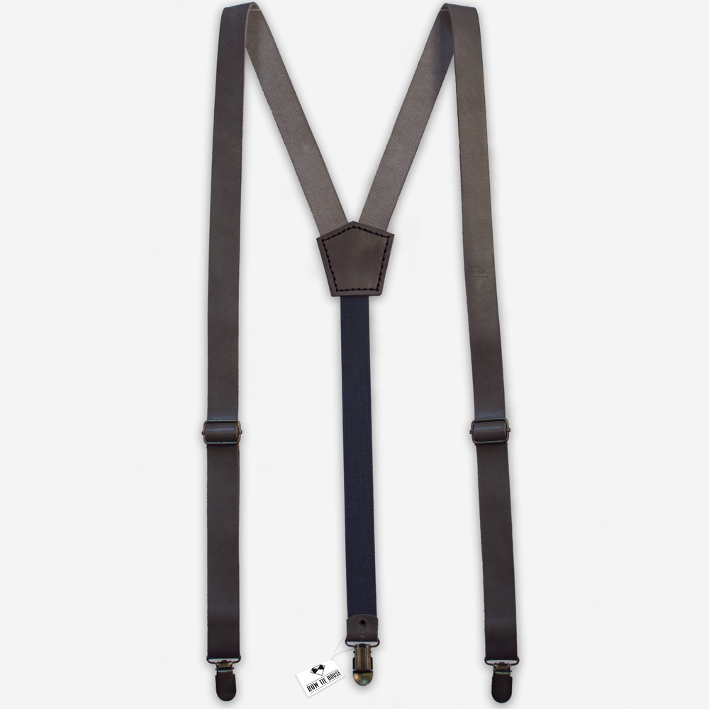 

Подтяжки Bow Tie House™ кожаные серые с винтажными застежками 07774