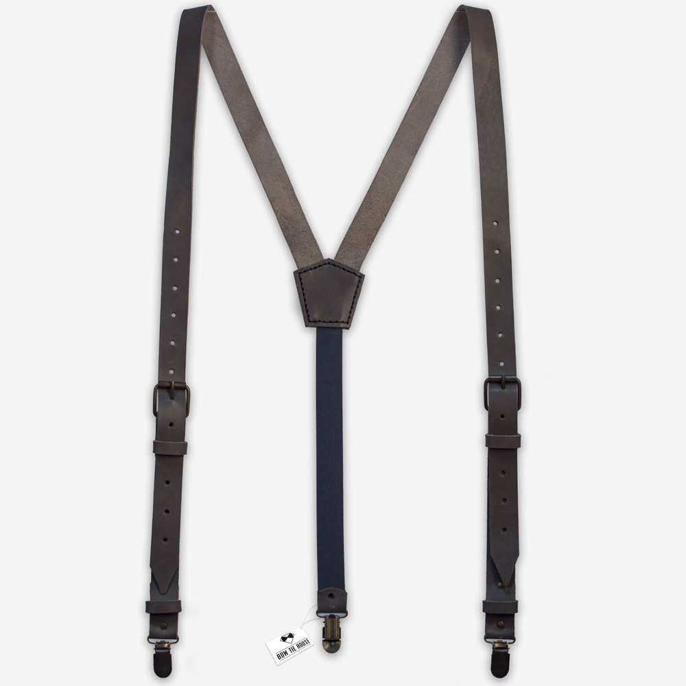 

Подтяжки Bow Tie House™ кожаные серые со стильными застежками 07773