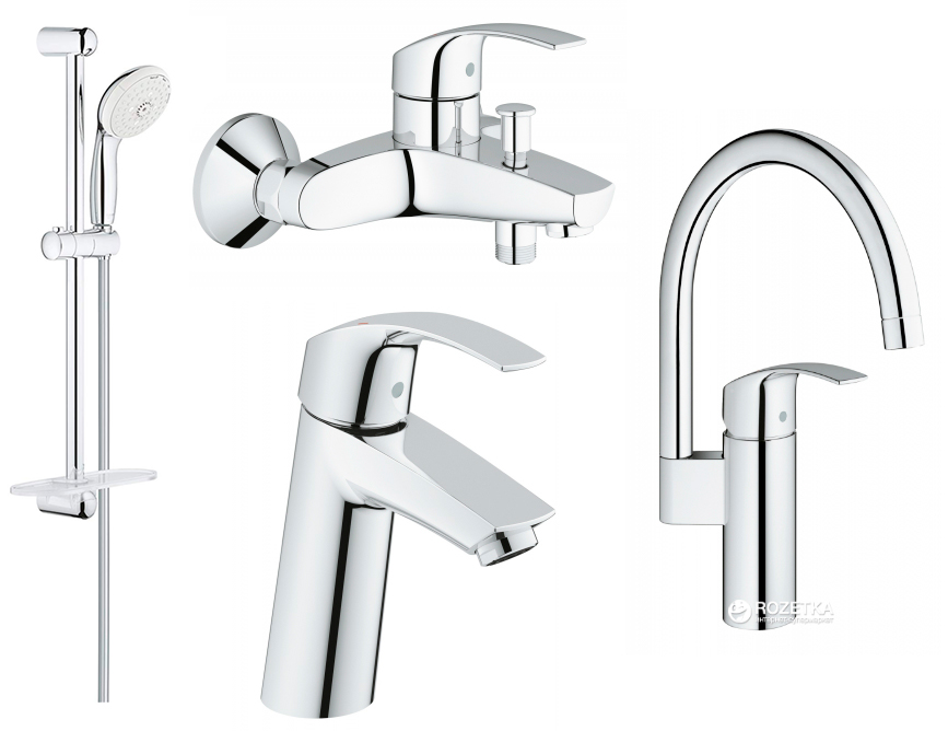 

Набор смесителей GROHE Eurosmart 123248MK + кухонный смеситель (23324001 + 33300002 + 27926000 + 33202002)
