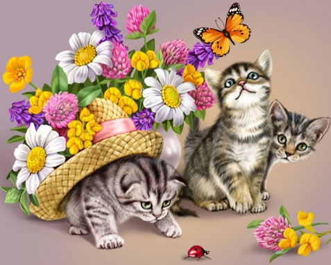 

Набор алмазной вышивки Алмазная мозаика ИГРИВЫЕ КОТЯТА DM-042 50Х40 см