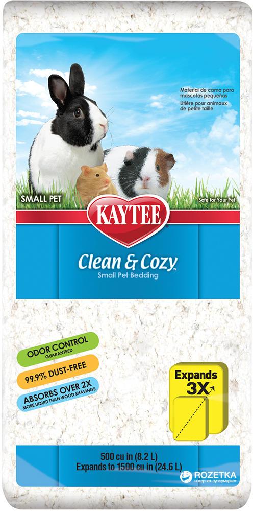 

Подстилка для грызунов Kaytee Clean&Cozy White Белая Целлюлозный впитывающий (8.2 л)