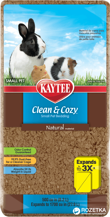 

Подстилка для грызунов Kaytee Clean&Cozy Natural натурал Целлюлозный впитывающий 8.2 л