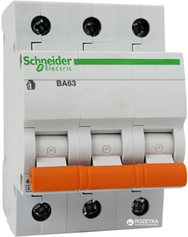 

Автоматичний вимикач Schneider Electric 3 Р 20 А тип C 4.5 кА