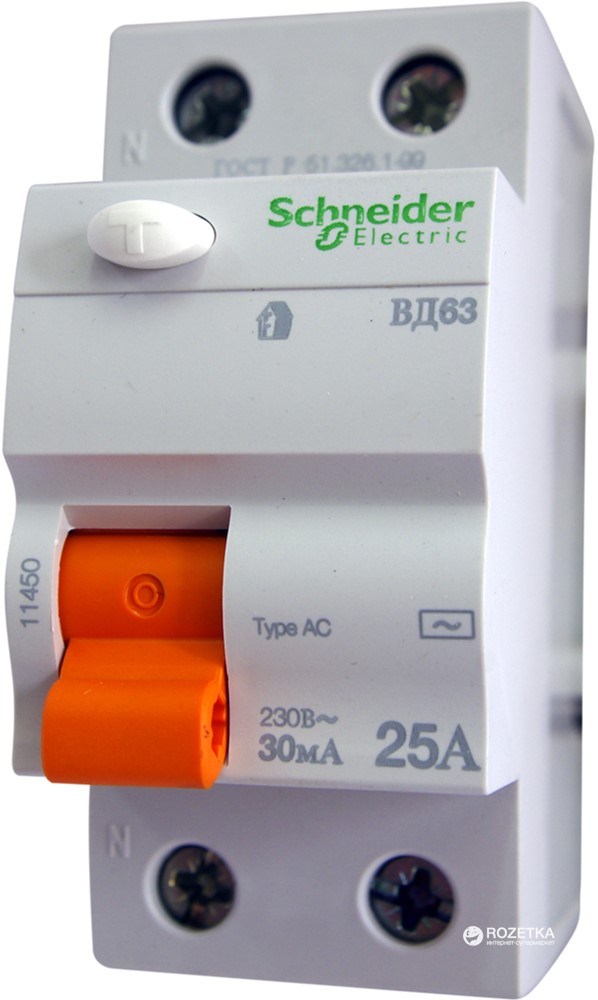 

Диференціальний вимикач Schneider Electric 2 P 25 А 30 мА тип C