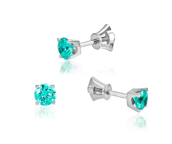 

Золотые серьги-пусеты с камнем SWAROVSKI Zirconia, С4001/1GSWMINT