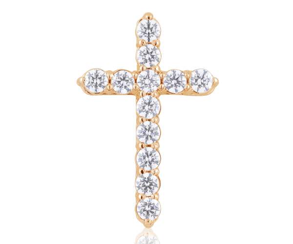 

Крест декоративный золотой с камнями SWAROVSKI Zirconia, КР4183SW