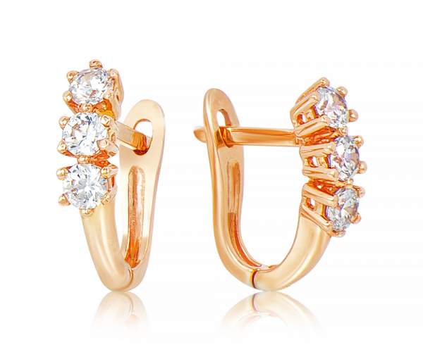 

Серьги золотые с камнями SWAROVSKI Zirconia "Тайна", С4102SW