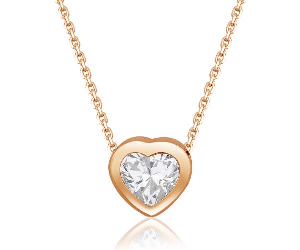 

Колье с камнем SWAROVSKI Zirconia "Сердце",красное золото, КЛ011SW, 40 размер