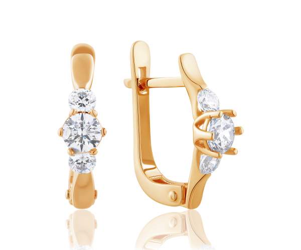 

Серьги С4265SW с камнем SWAROVSKI Zirconia, красное золото