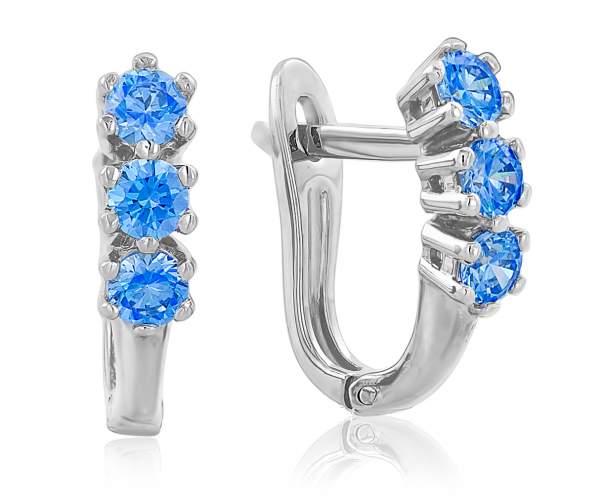 

Серьги из белого золота с камнями SWAROVSKI Zirconia "Тайна", С4102/1SWARBLUE