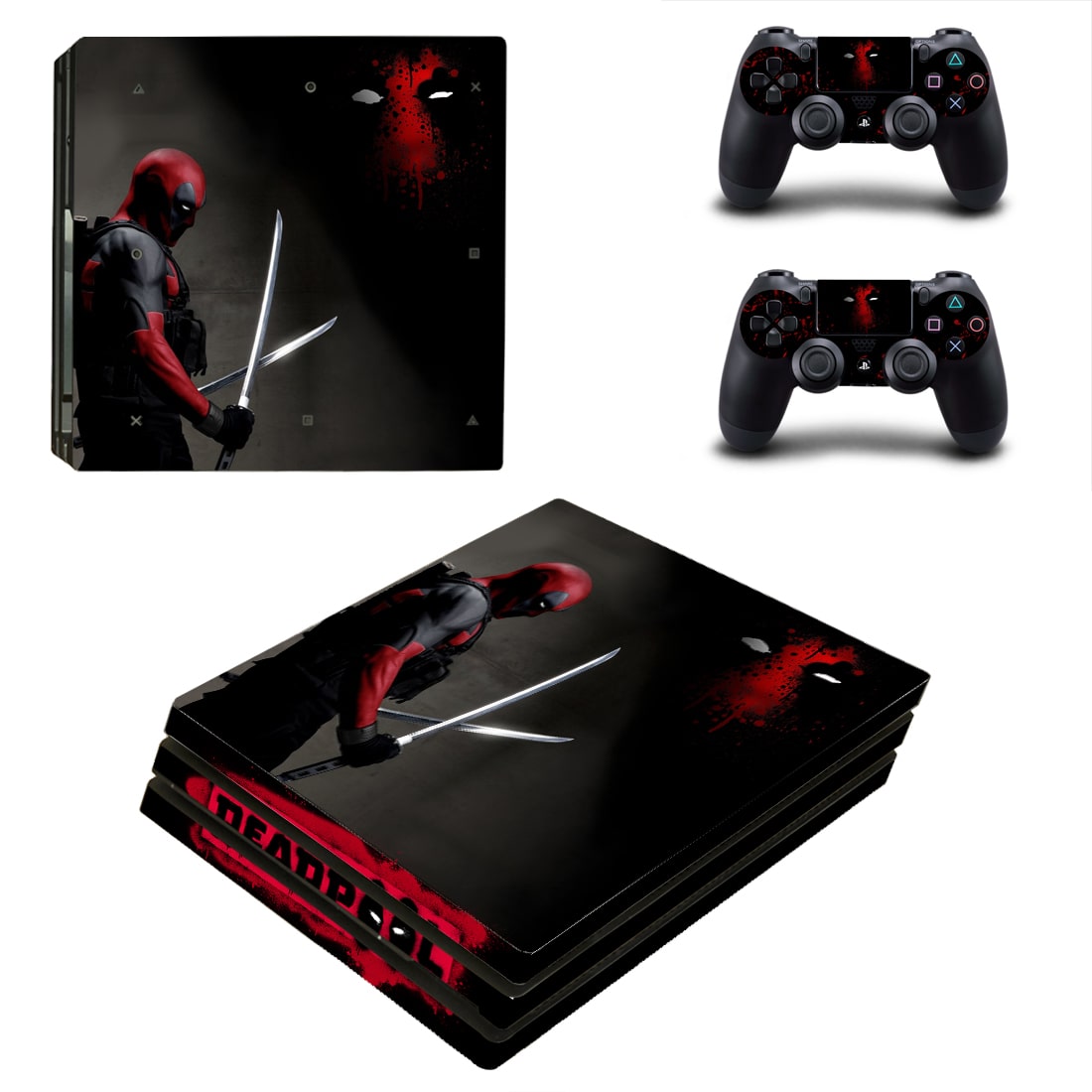 

Виниловые наклейки на PS4 PRO и Dualshock Deadpool Sony PlayStation 4 Custom Skin Playsole Games (PV1010)