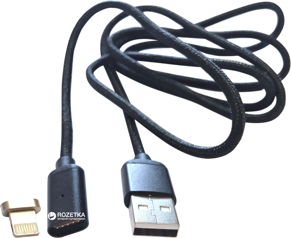 

Магнитный кабель синхронизации Value Lightning - USB 2.1A 1 м в оплетке Черный