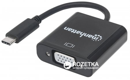 

Адаптер Manhattan USB3.1 Type-C - VGA (F)
