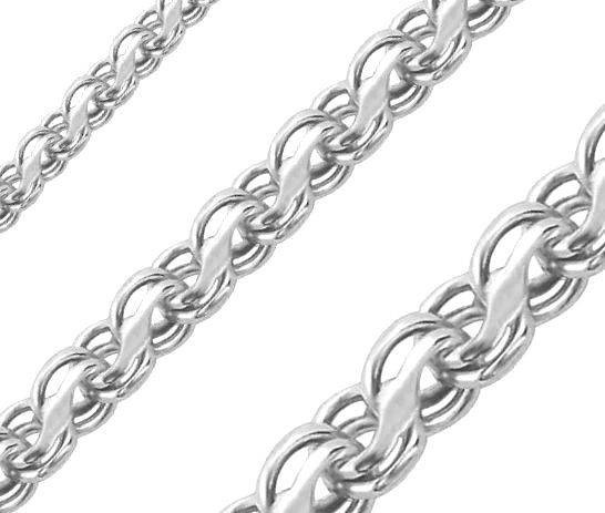 

Серебряная женская цепь Ручеёк (Кайзерка) 50см /3мм белый