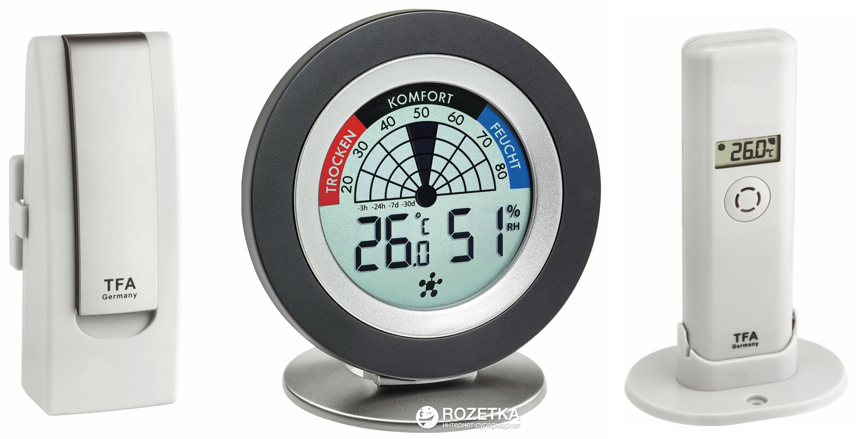 

Термогигрометр для смартфонов TFA Cosy Radar WeatherHub 31400802