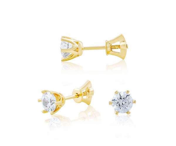 

Серьги-пусеты с камнем SWAROVSKI Zirconia "Соблазн", желтое золото, С4096/2GSW