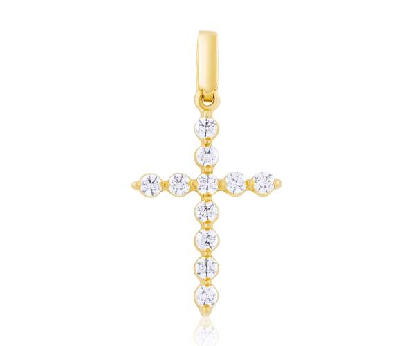 

Крест декоративный из желтого золота с камнем SWAROVSKI Zirconia, КР4188/2SW