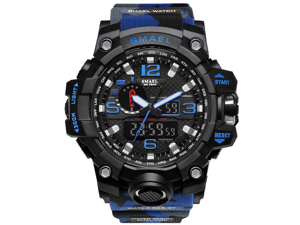 

Наручные часы Smael Водонепроницаемые кварцевые мужские Camo-Blue (1006-027-04)