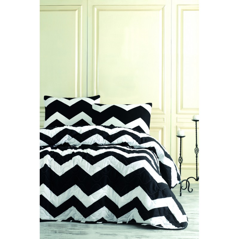 

Покрывало стеганное с наволочкой Eponj Home B&W - BigZigzag 160*220