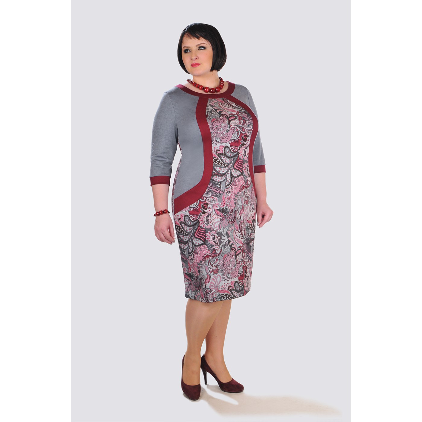 

Платье Lila 3294, Размер XXL, Цвет серый+бордо