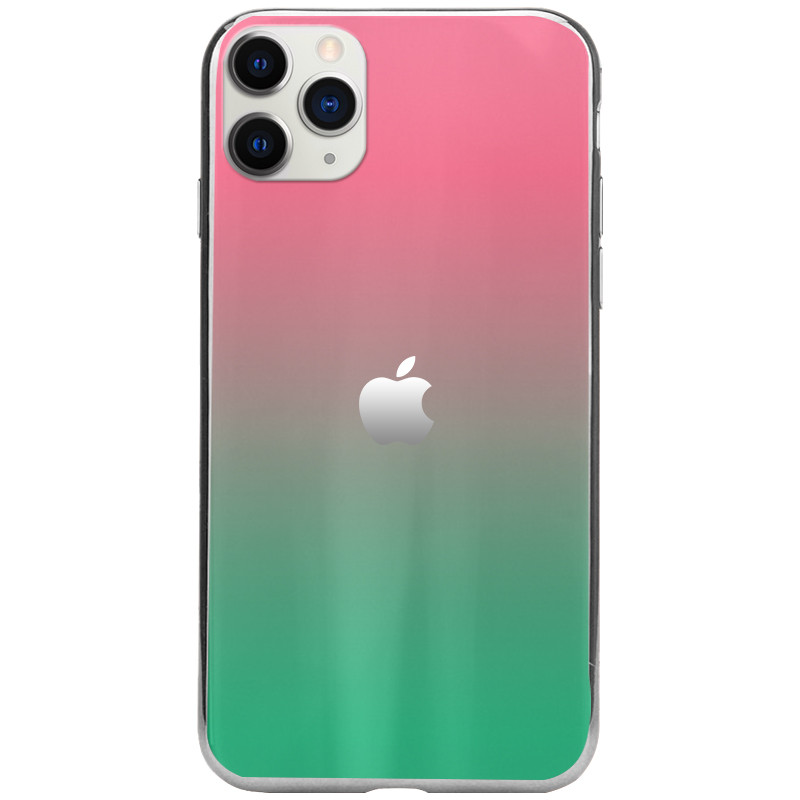 

TPU+Glass чехол Epik Gradient Aurora с лого для Apple iPhone 11 Pro Max (6.5") Розовый / Бирюзовый