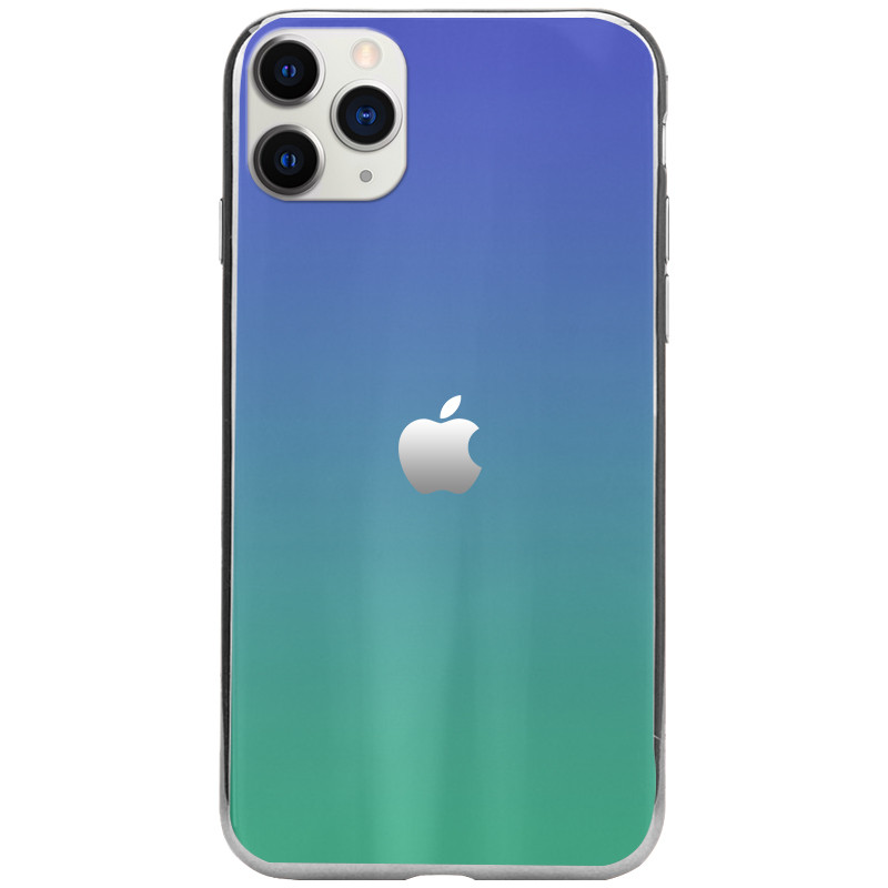 

TPU+Glass чехол Epik Gradient Aurora с лого для Apple iPhone 11 Pro Max (6.5") Фиолетовый / Бирюзовый