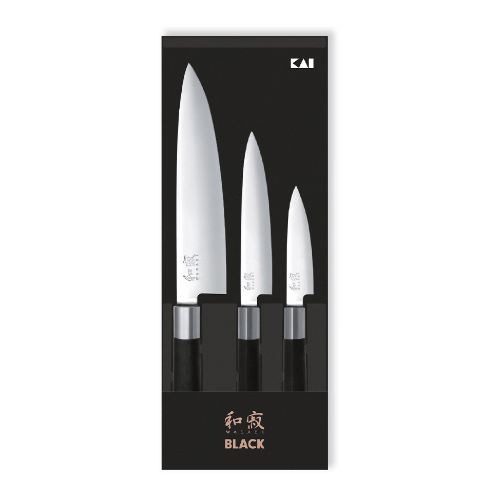 

Набор кухонных ножей KAI Wasabi Black (3 шт)