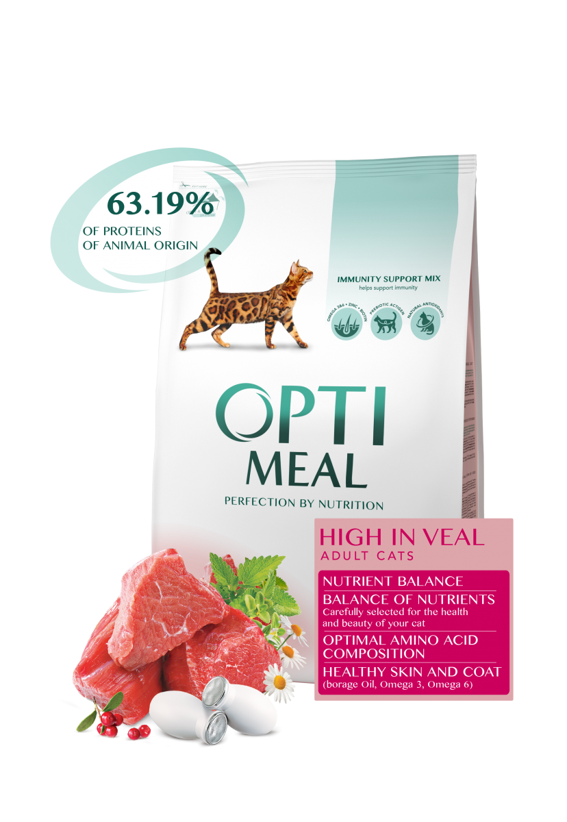 

Сухой корм для котов Optimeal с телятиной 4 кг
