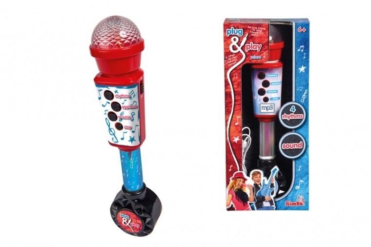 

Музыкальный инструмент Simba Микрофон с разъемом для МР3 плеера 28 см со звуковыми и световыми эффектами (6834433)