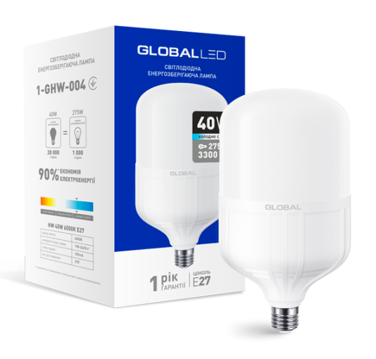 

Светодиодная лампа высокомощная Maxus Global 1-GHW-004 40W 6500K E27 (58280)