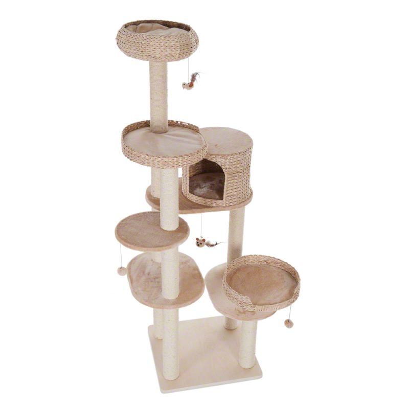 

Игровой комплекс для котов Natural House ХS с плетеными лежанками из водного гиацинта