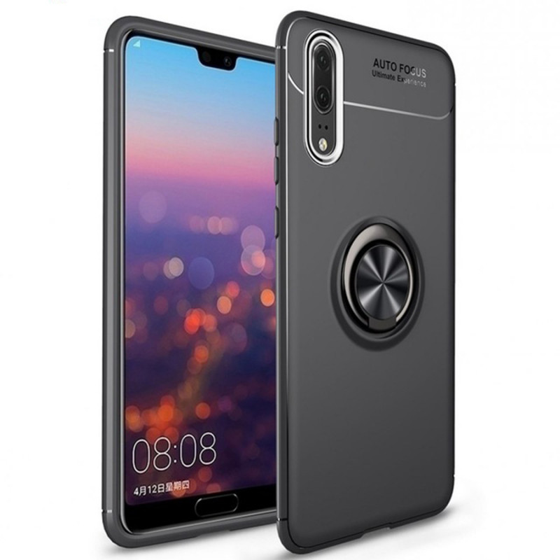 

TPU чехол Deen ColorRing под магнитный держатель для Huawei P30 Черный