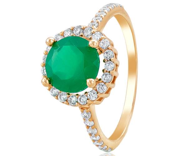 

Золотое кольцо с зеленым ониксом и куб.цирконием "Ева", КД4039ОНИКСЗЕЛ, 19 размер