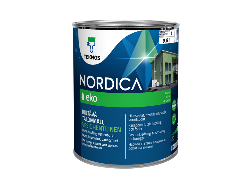 

Краска акрилатная TEKNOS NORDICA ECO для древесины белая (база1) 0,9л