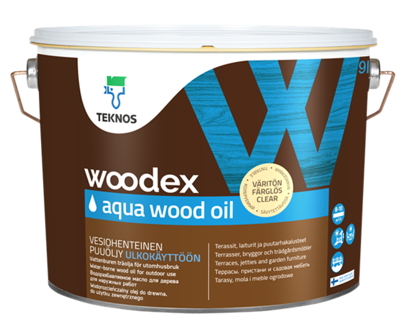 

Масло влагозащитное TEKNOS WOODEX AQUA WOOD OIL для древесины 9л