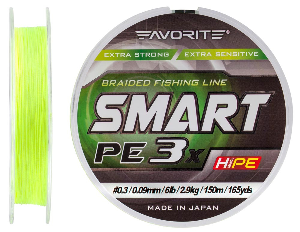 

Шнур Favorite Smart PE 3x 150м (fl.yellow) #0.3/0.09mm 6lb/2.9kg (арт.123416931053)