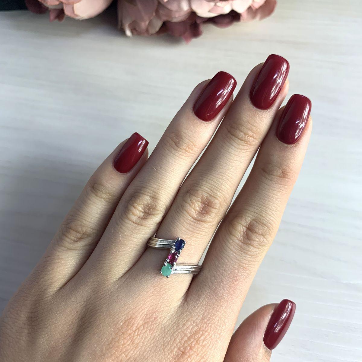 

Серебряное кольцо SilverAlex с натуральным изумрудом, рубином, изумрудом 18.5 размер