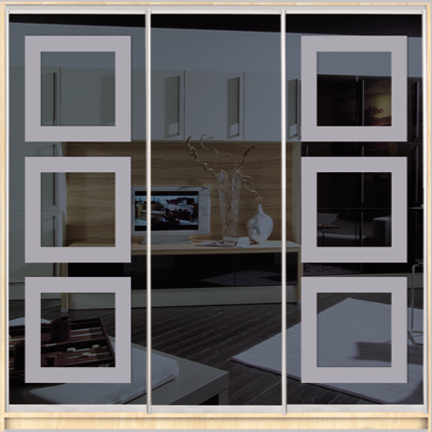 

Шкаф купе Luxe Studio Стандарт-1 Тонированное зеркало с Пескоструем-4 2100x2100x450 трехдверный