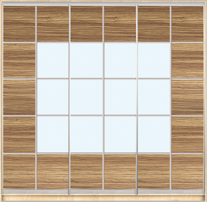 

Шкаф купе Luxe Studio Стандарт-1 ДСП/Зеркало с Пескоструем-15 2200x2200x450 трехдверный