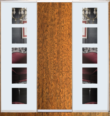 

Шкаф купе Luxe Studio Стандарт-1 ДСП/Зеркало с Пескоструем-11 2100x2400x450 трехдверный