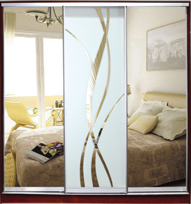 

Шкаф купе Luxe Studio Стандарт-1 Зеркало с Пескоструем-9 2400x2300x450 трехдверный